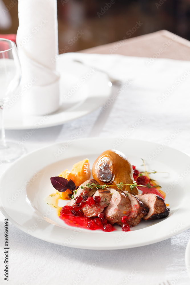 roasted duck with pear roasted duck with pear