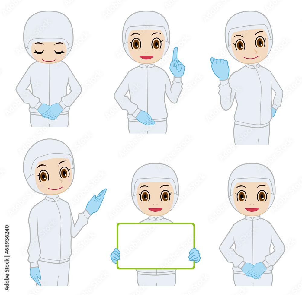 女性の食品工場作業員告知用動作 Stock Vector Adobe Stock