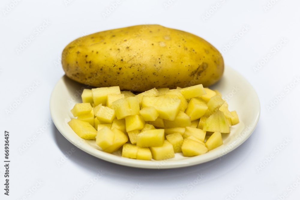Sliced, peeled raw potatoes