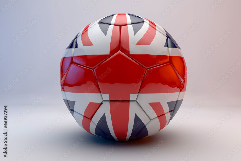 3d render of soccer ball with england flag.