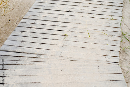 Wooden plank path
