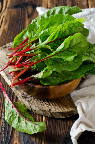 Chard leaves in a bowl