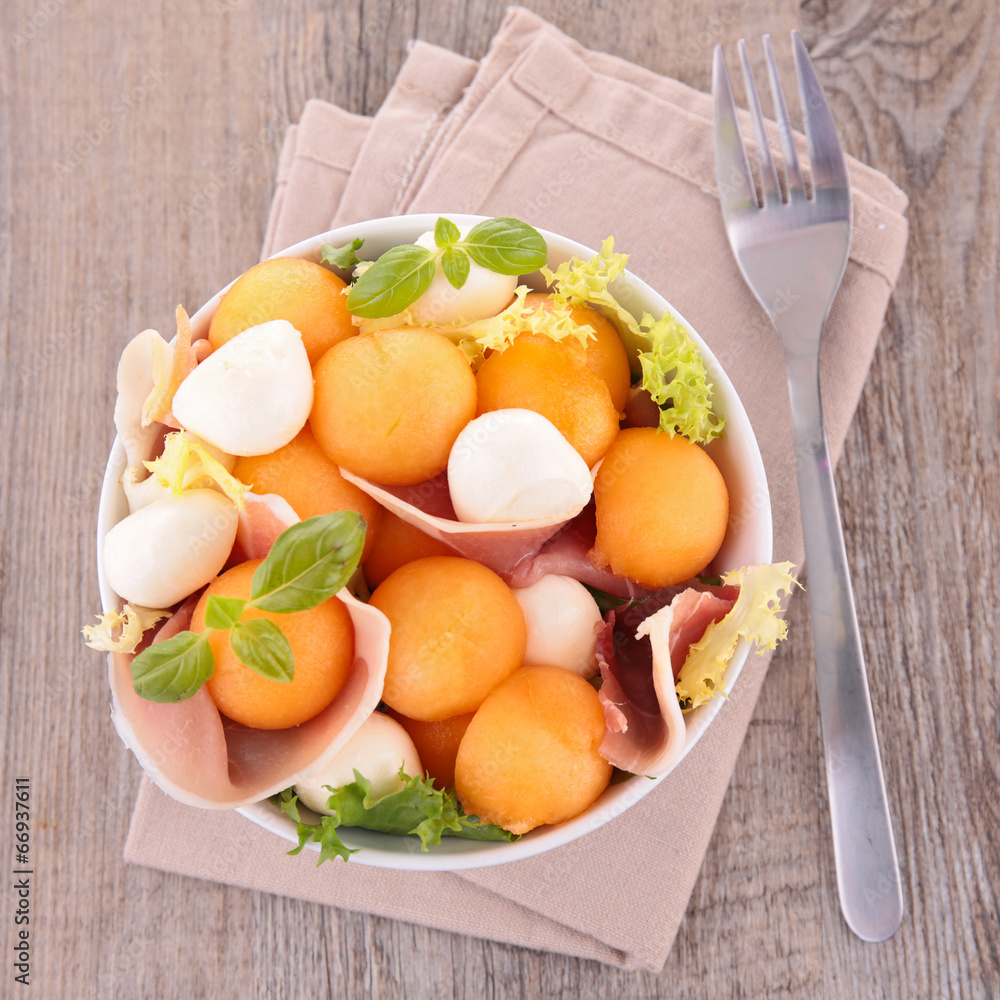 salad with melon and mozzarella salad with melon and mozzarella