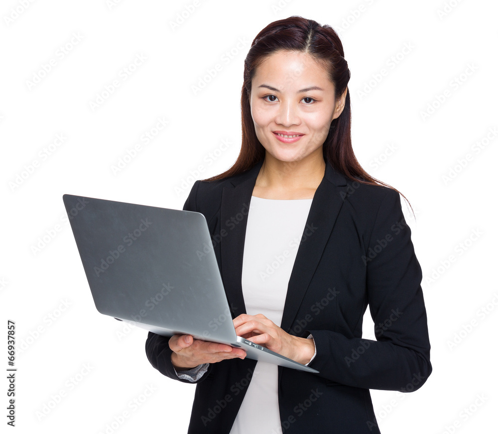 Asian business woman use portable computer