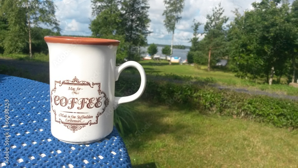 Obraz premium Kaffe med utsikt