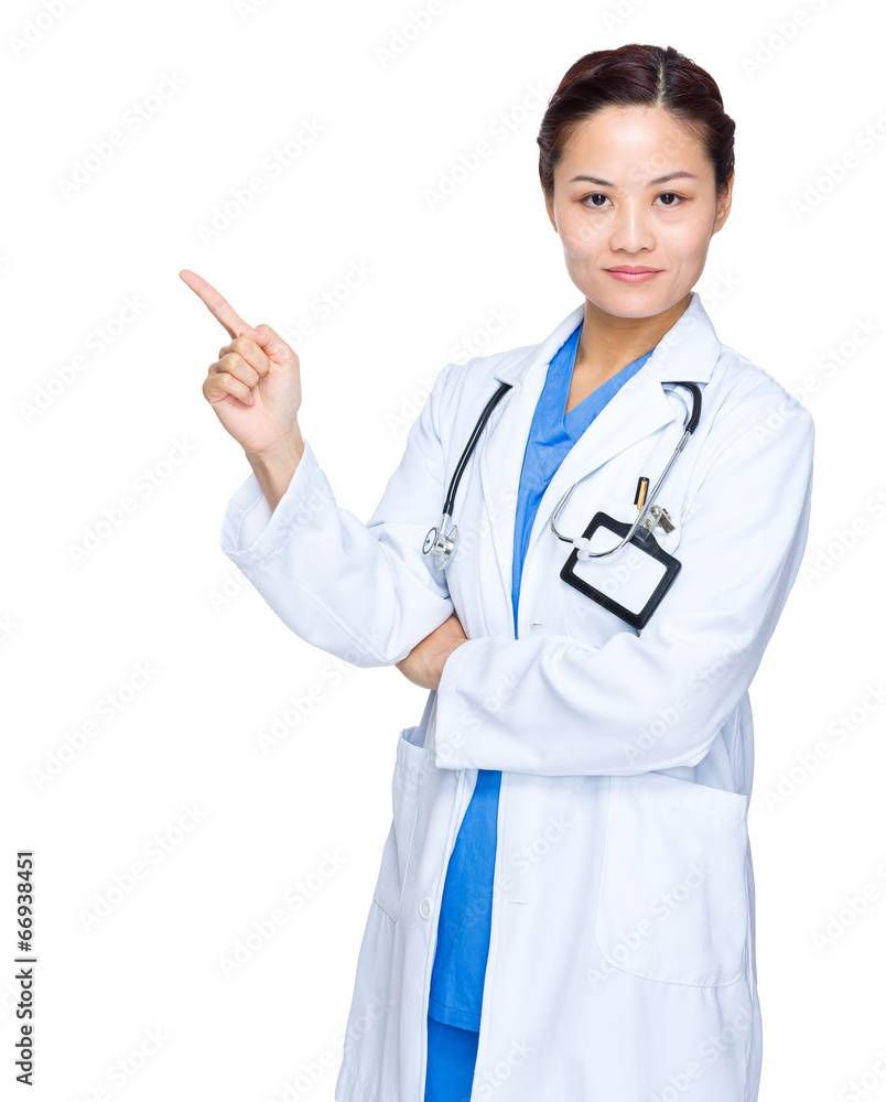 Serious doctor with finger point out Serious doctor with finger point out