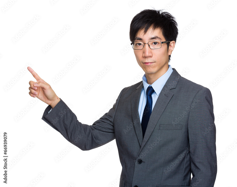 Asian businessman with finger point out Asian businessman with finger point out