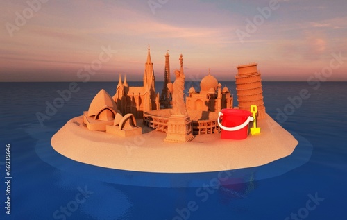 Monumentali castelli di sabbia 3d photo