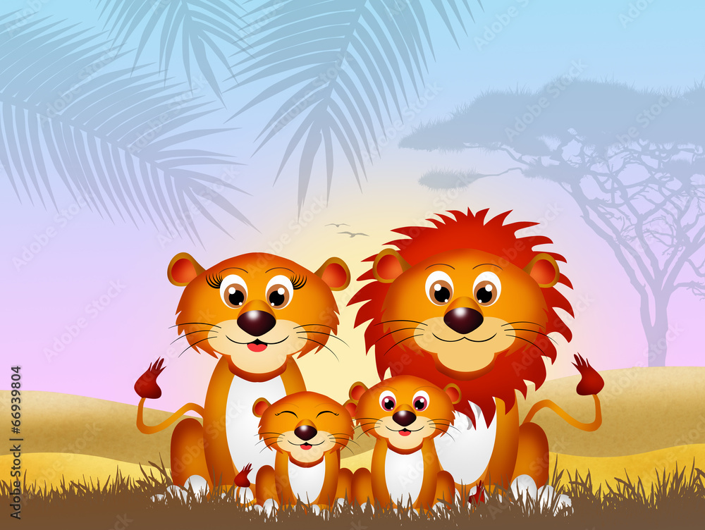 Obraz premium rodzina lwów