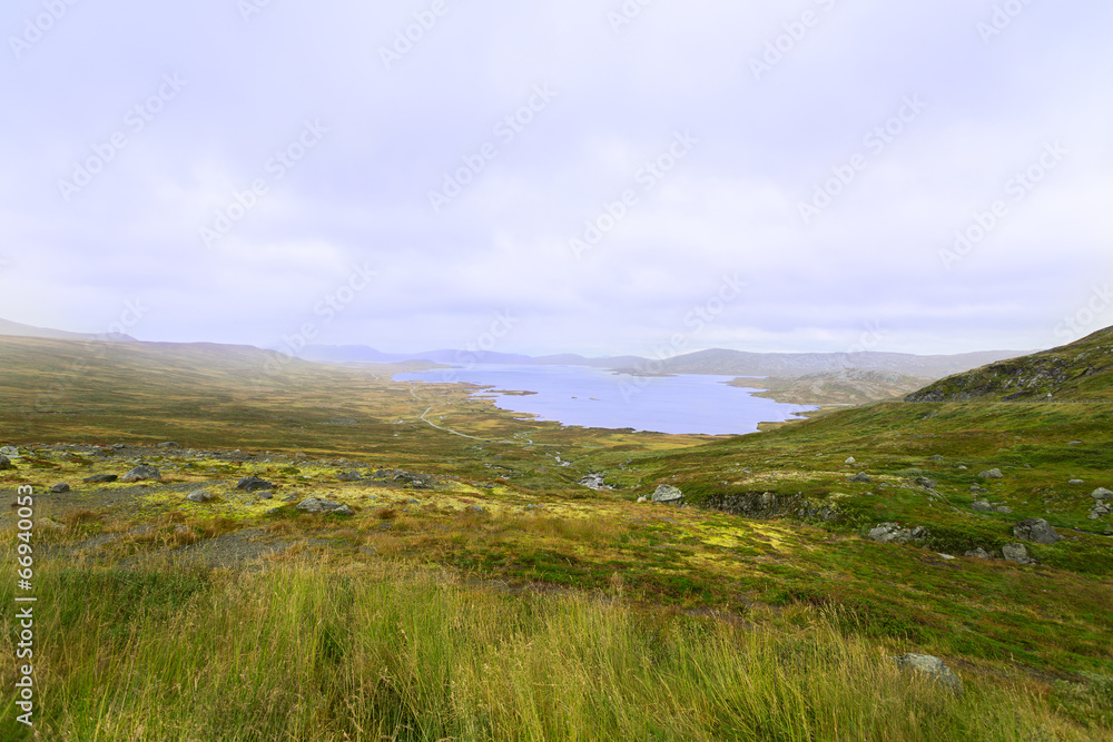 view on mountain lake in Norway