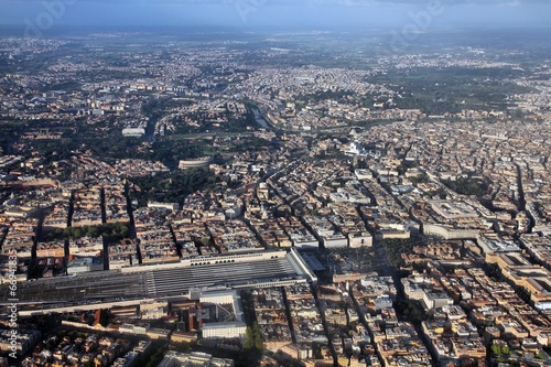 Rome aerial view with Termini Station  Vittoriano and Colosseum