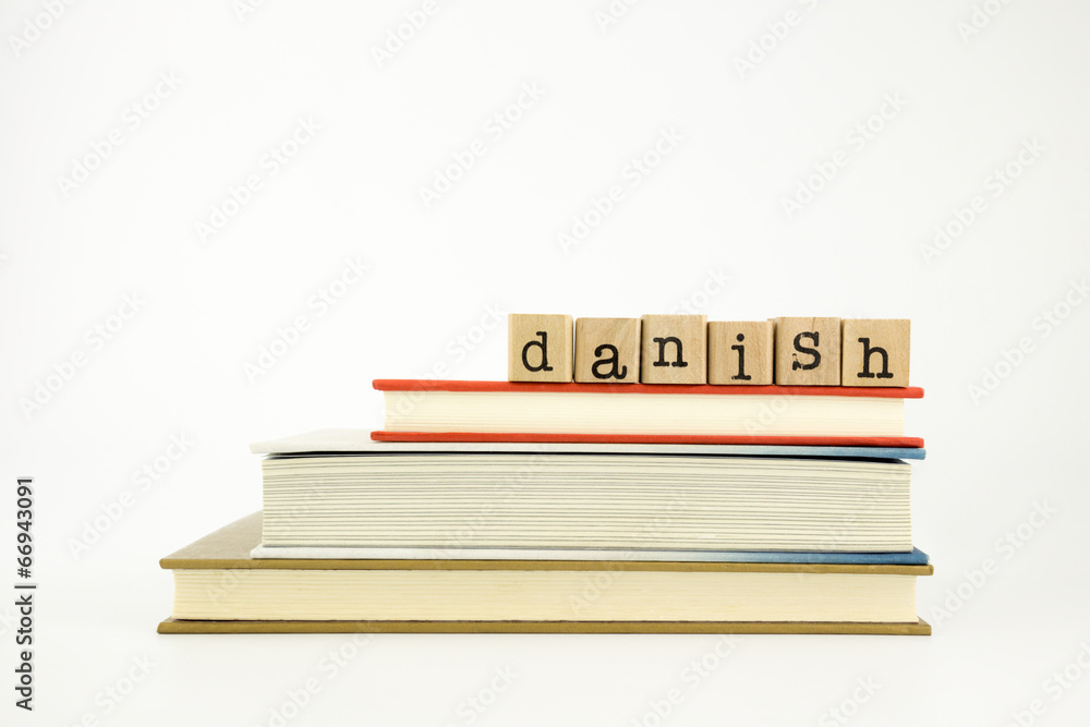 danish language word on wood stamps and books danish language word on wood stamps and books