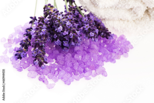 Fototapeta Naklejka Na Ścianę i Meble -  Lavender flowers and the bath salt - beauty treatment