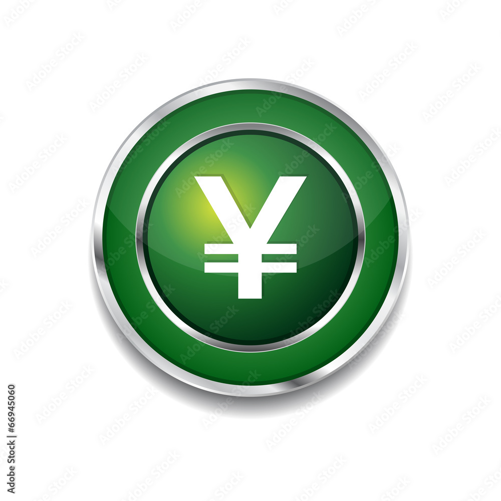Yen Currency Sign Circular Vector Green Web Icon Button Yen Currency Sign Circular Vector Green Web Icon Button