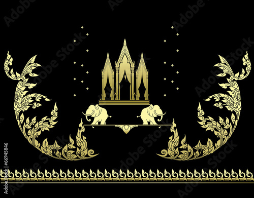 thai pattern with gold elephant