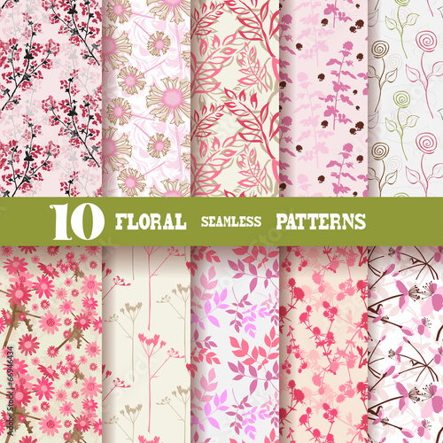 10 floral seamless patterns