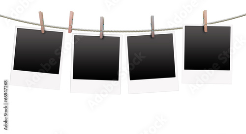 Polaroidfotos an Wäschleine aufgehangen
