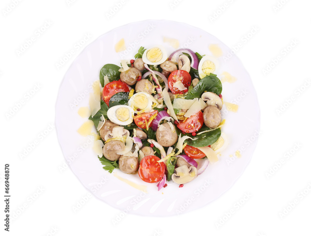 Mushrooms salad with tomatoes and pine nuts. Mushrooms salad with tomatoes and pine nuts.