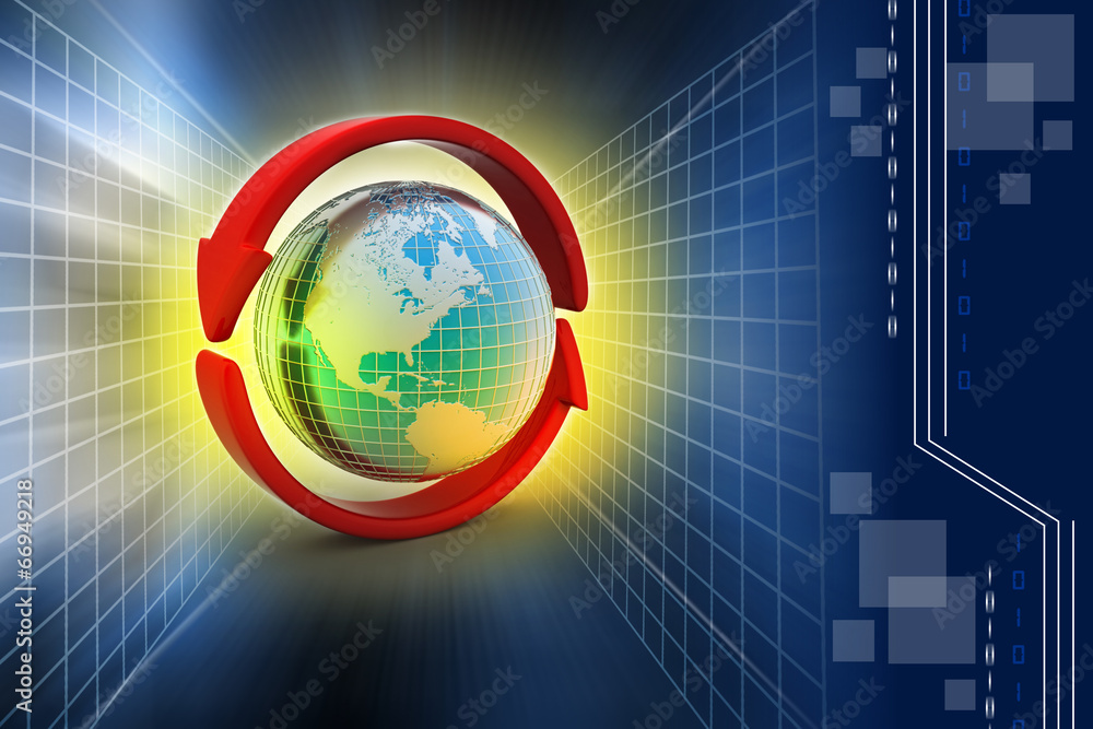 Fototapeta premium Earth with arrow circle around