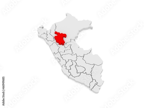 Map of San Martin. Peru.