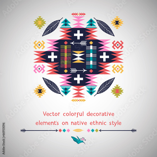 Vector colorful decorative element on native ethnic style