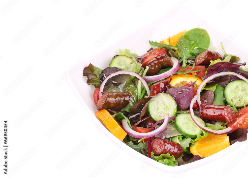 Fresh salad with sausage. Fresh salad with sausage.