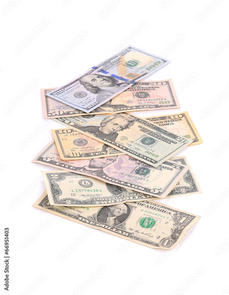 Close up of different dollar bills. Close up of different dollar bills.
