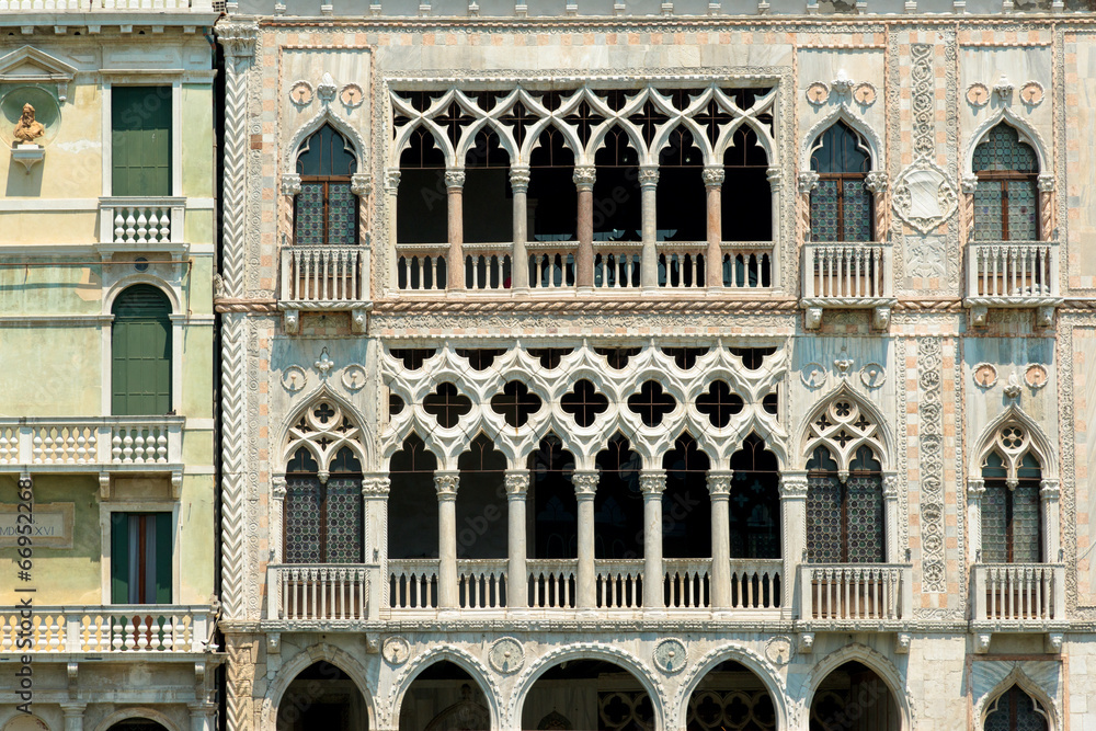Exquisite facade of typical palazzo on Grand canal, Venice, Italy