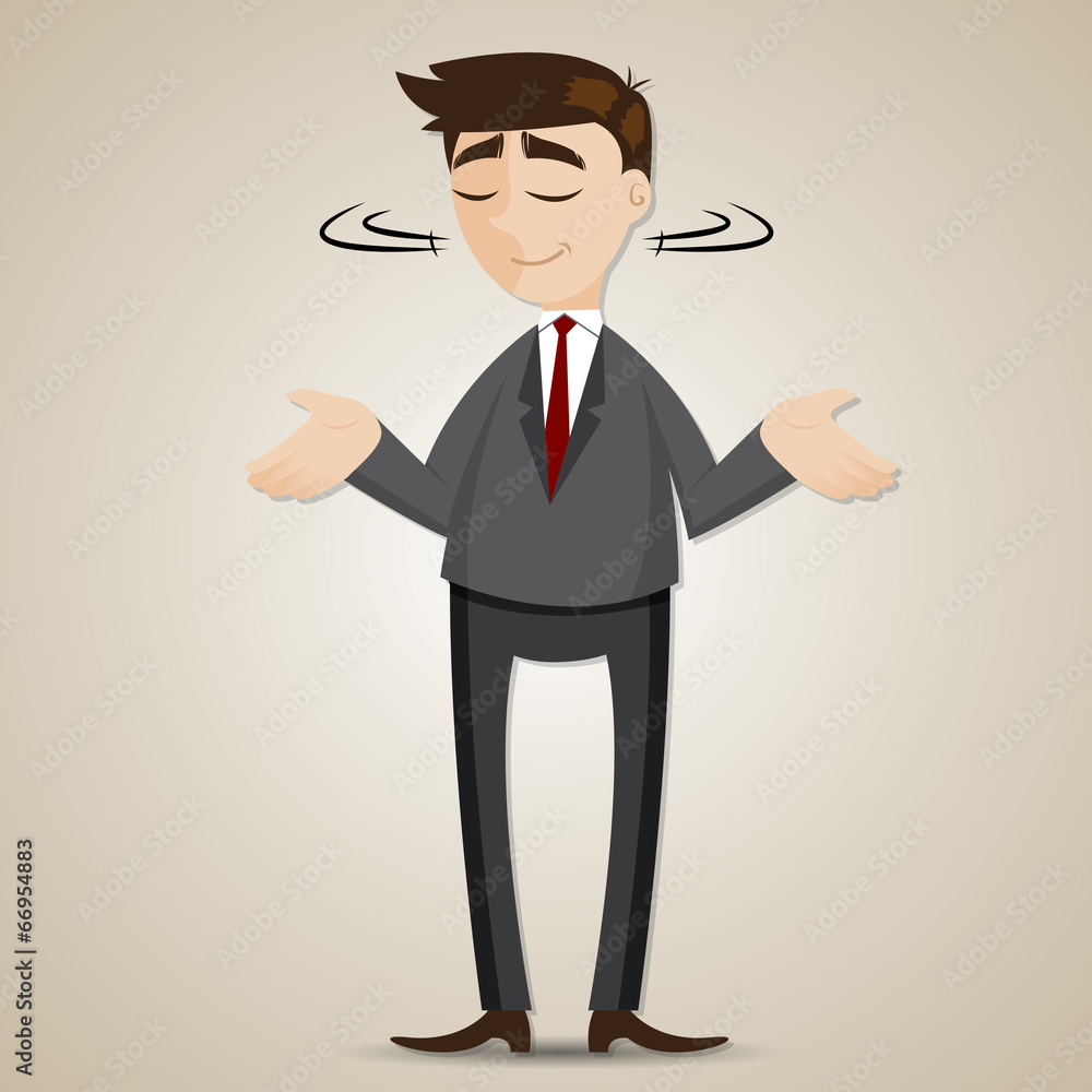 Obraz premium cartoon businessman shrug shoulder