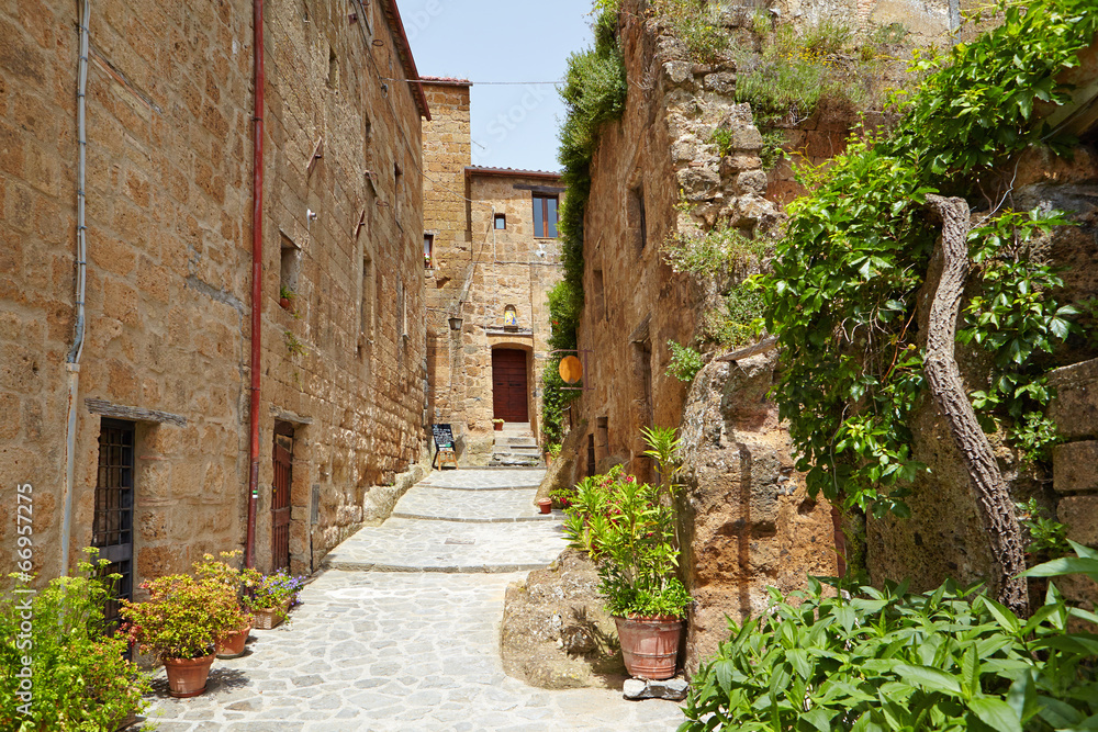 Medieval street in the Italian hill town