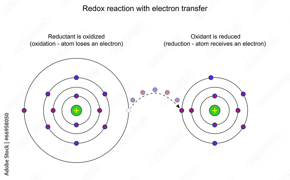 Redox reaction with electron transfer Stock Vector | Adobe Stock