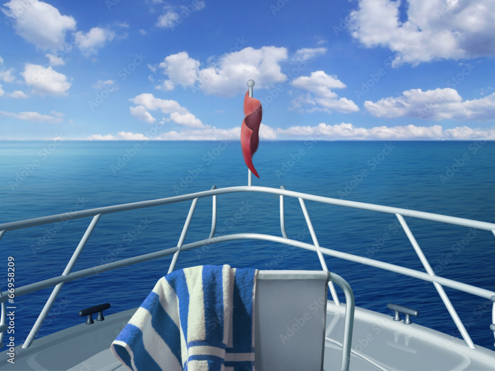 Fototapeta premium Boot mit Meerblick