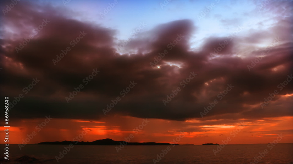 Pink sunset over the ocean. Timelapse FullHD 1080p Pink sunset over the ocean. Timelapse FullHD 1080p