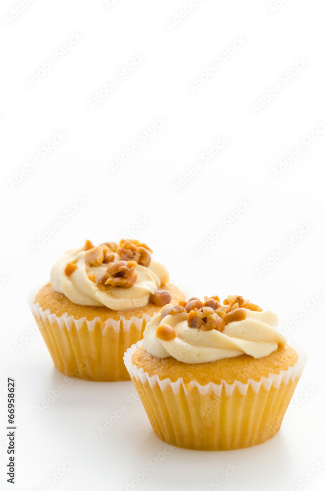 Nuts cupcake isolated on white background Nuts cupcake isolated on white background