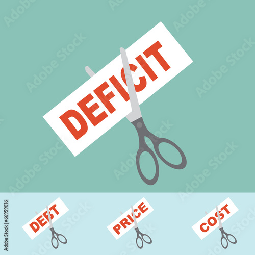 Cutting concept - Cutting the deficit,price,cost,debt