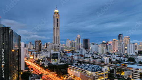 Baiyok tower in Bangkok at night