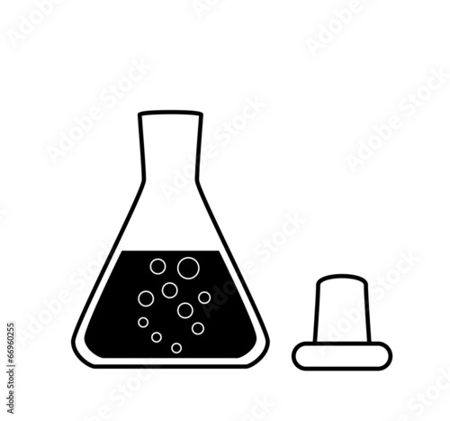 Ungraduated Erlenmeyer flask with a solution