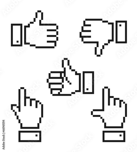 Set of  pixelated hand icons