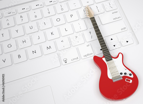 Electric guitar on the keyboard