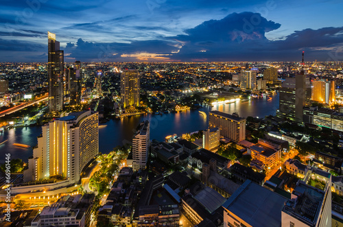 Bangkok cityscape and Chaophraya River