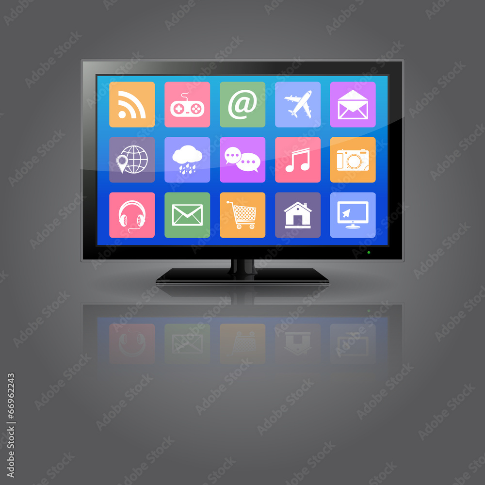 Smart TV with apps icons Smart TV with apps icons