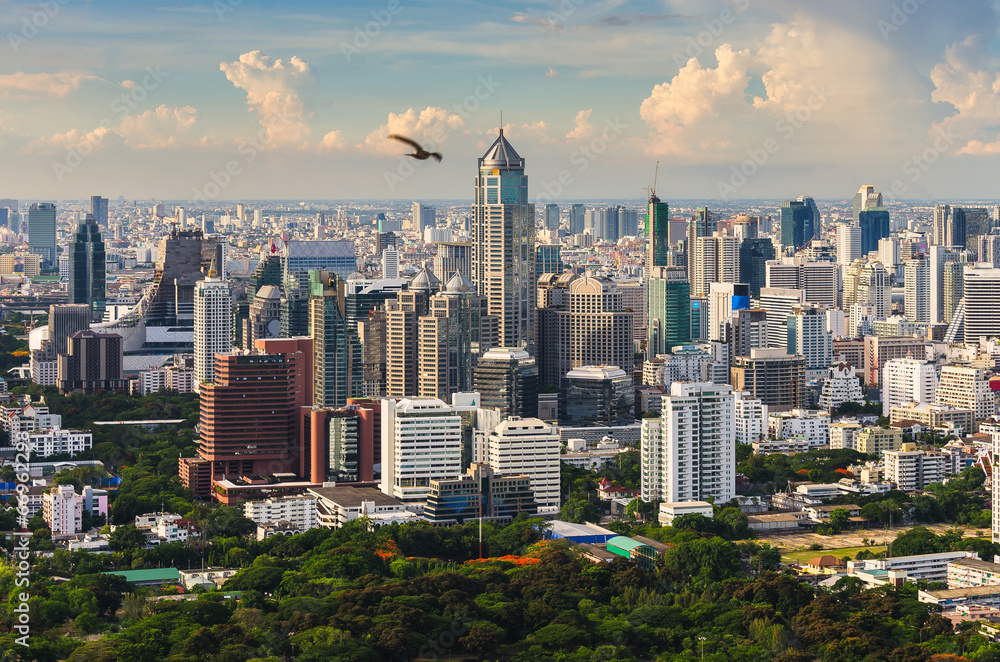 Obraz premium Bangkok sky line with huge park