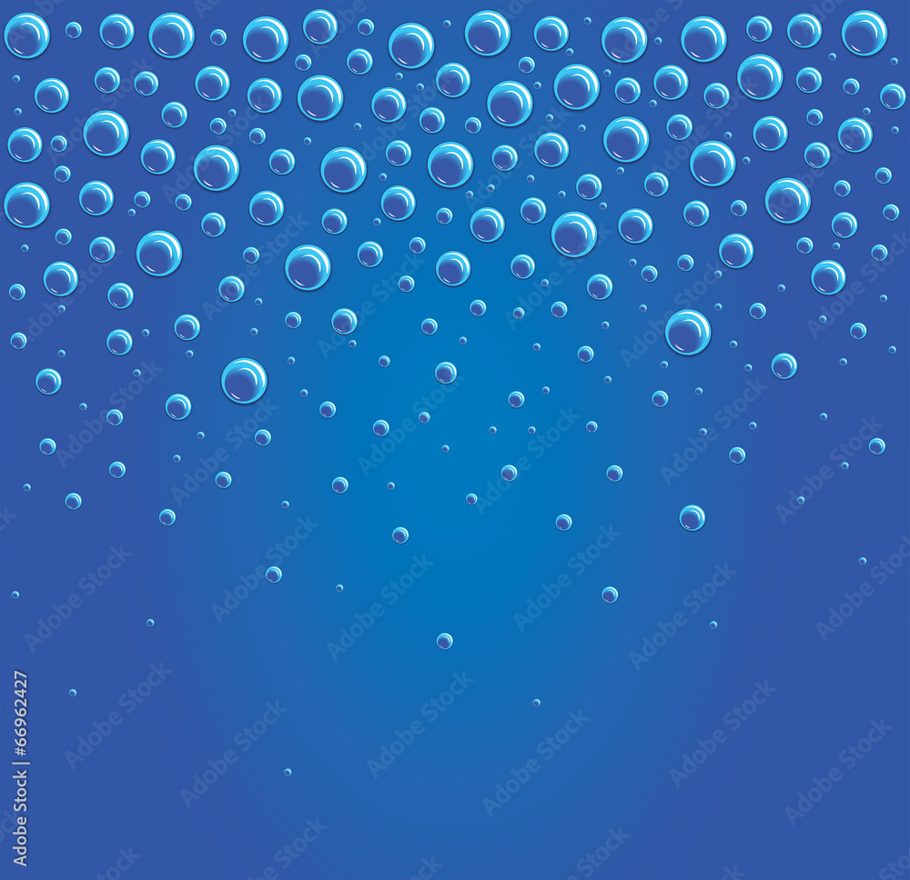 Vector illustration of bubbles in the blue water