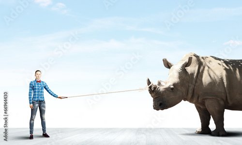 Rhino on lead