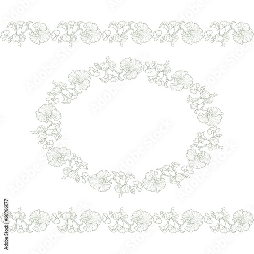Vintage Floral Frame with seamless borders