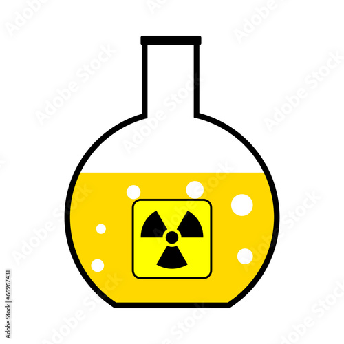 Laboratory flask with a radioactive reagent