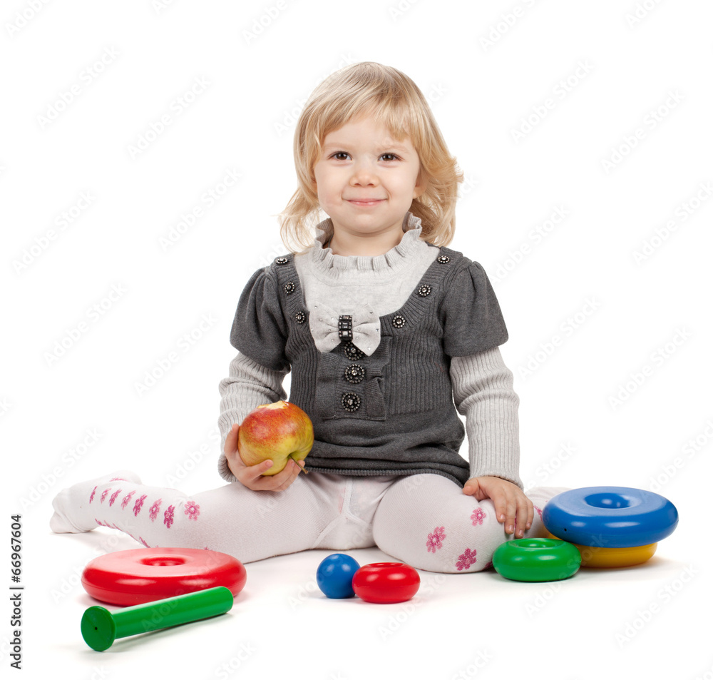 Baby girl eating apple Baby girl eating apple
