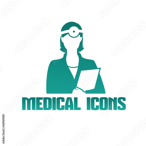 Medical icon with doctor otolaryngologist