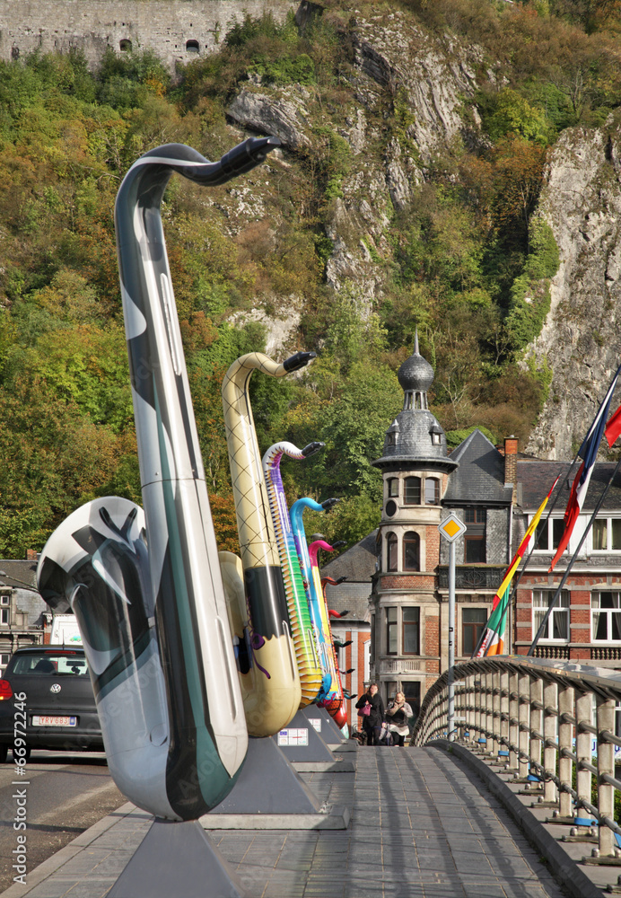Bridge over the River Mouze in Dinant. Belgique