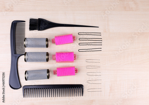 Professional hairdresser tools - comb, scissors and pins